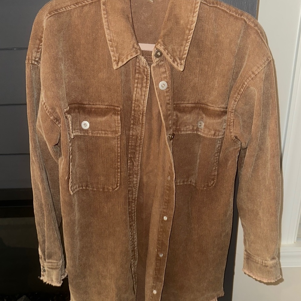 Brown Corduroy Button-Up Shirt